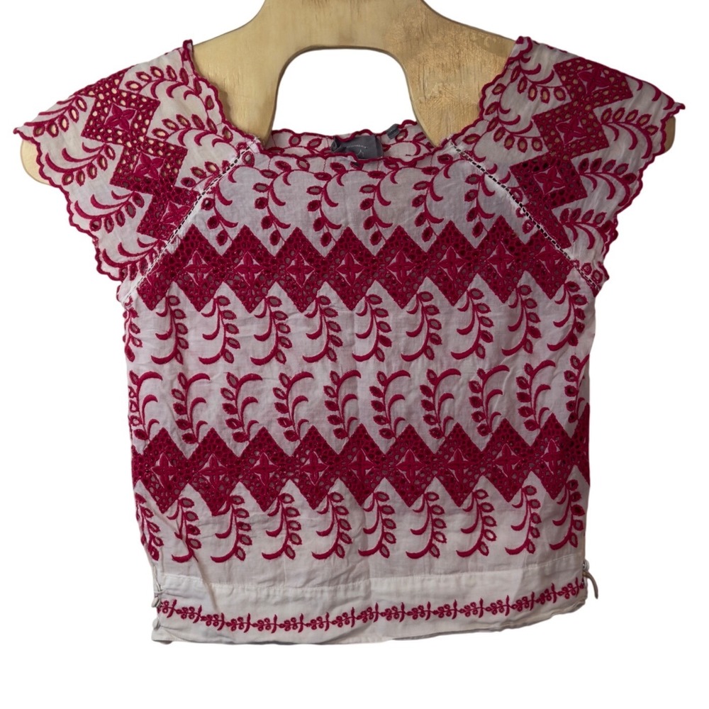 Anthropologie Vanessa Virginia Women's Floral Embroidered Feminine Top Size 6